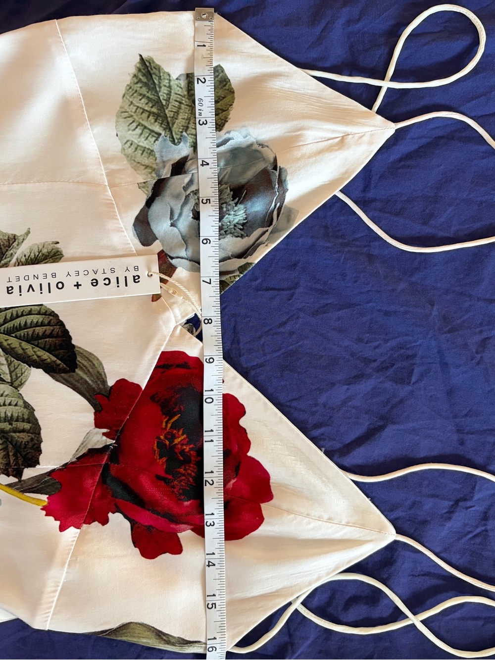 Alice + Olivia Ivory Slip Midi Dress with Red, Blue & Yellow Floral Print - Picture 12 of 12